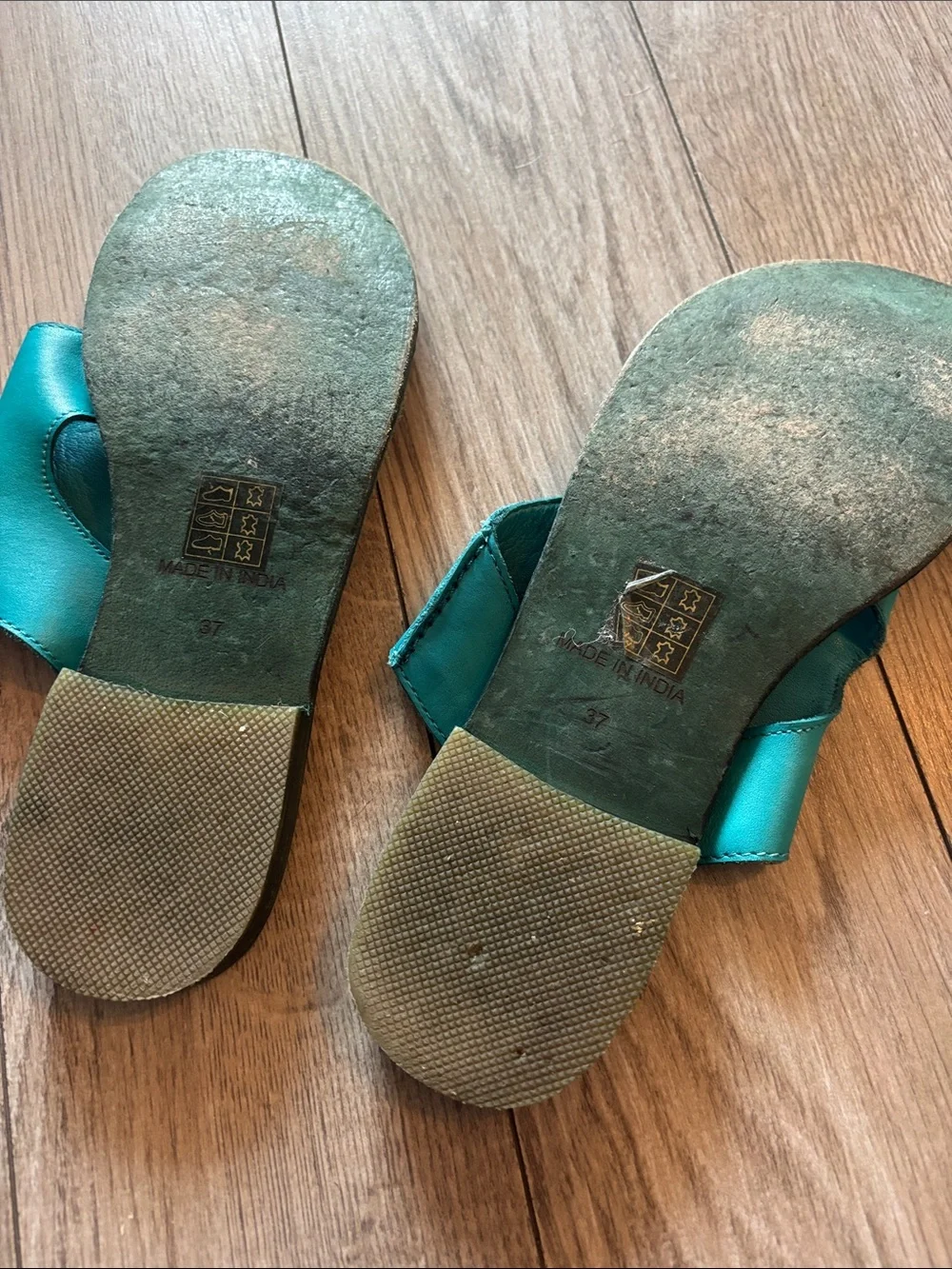 Free People Teal Leather Slide Sandal - Picture 4 of 5
